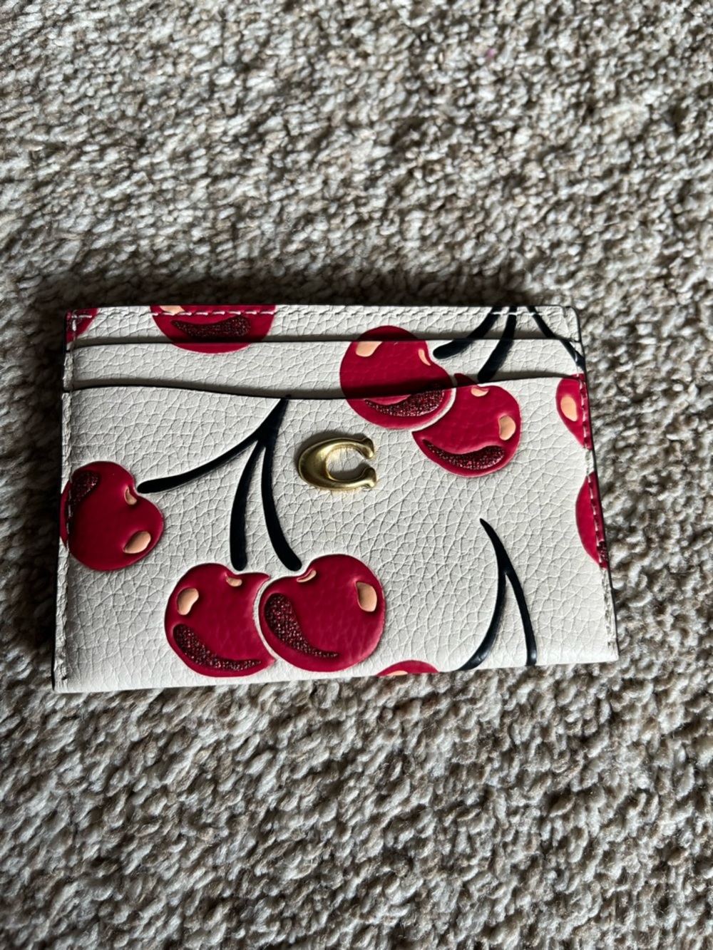 Coach Cherries Leather Card Holder Wallet